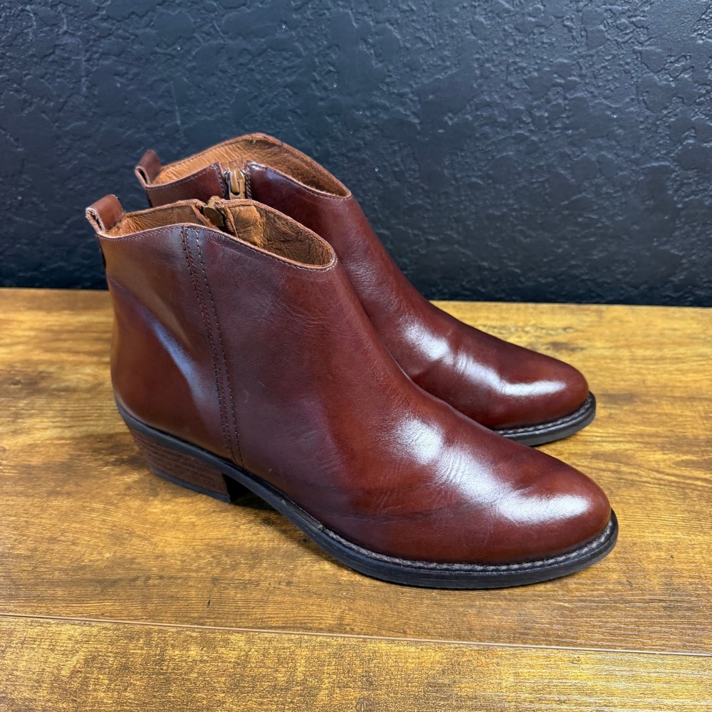 Marroqui Sanchez Spanish Brown Leather Side Zip Ankle Boot Womens 41 US 10-10.5